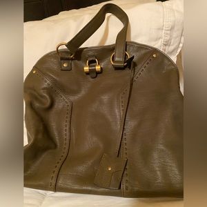 Vintage YSL Muse Tote- dark olive soft leather